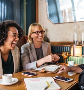Women Socializing at a Restaurant