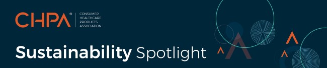CHPA logo and graphics with text reading Sustainability Spotlight