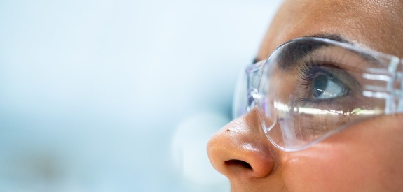 Female Scientist wearing goggles