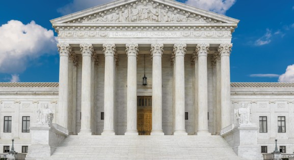 Front view of Supreme Court building in Washington DC
